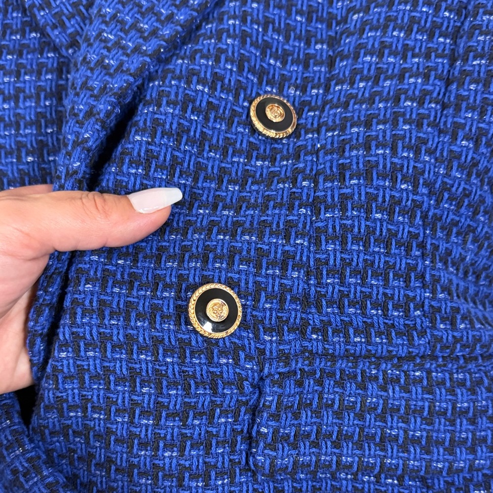 Chic Blue Double-Breasted Women's Blazer - Picture 3 of 6